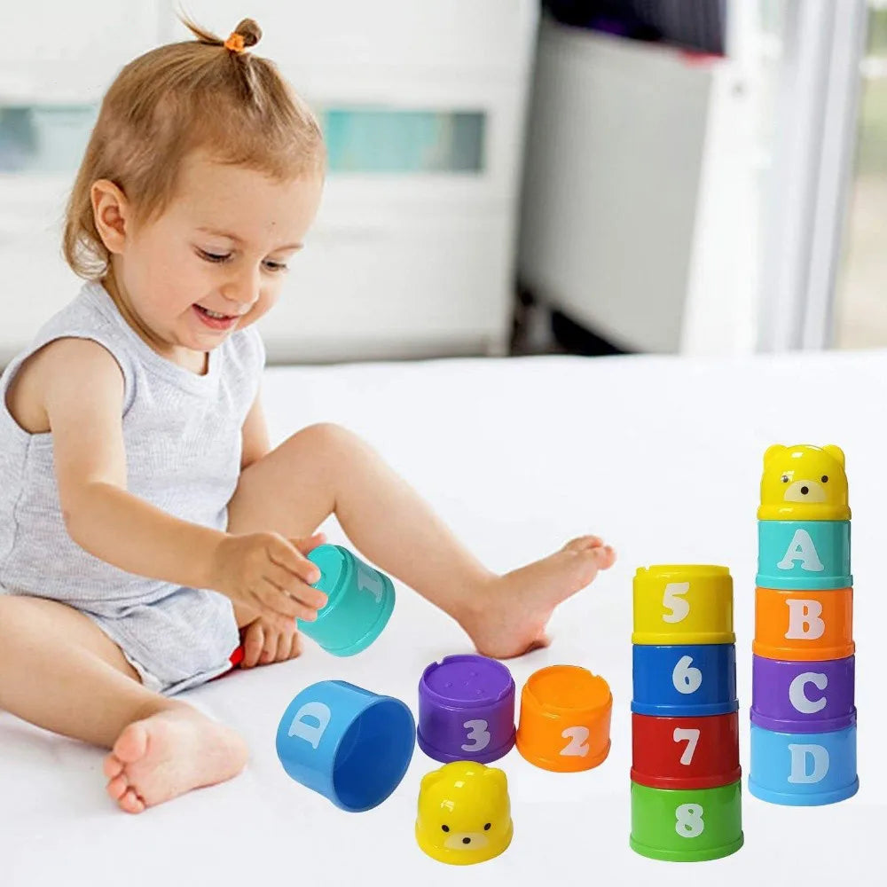 Stackable Cups Set for Kids: Water and Beach Toys, Educational Tools for Cup Stacking, Baby Bathtub and Toddler Games, Birthday Gift