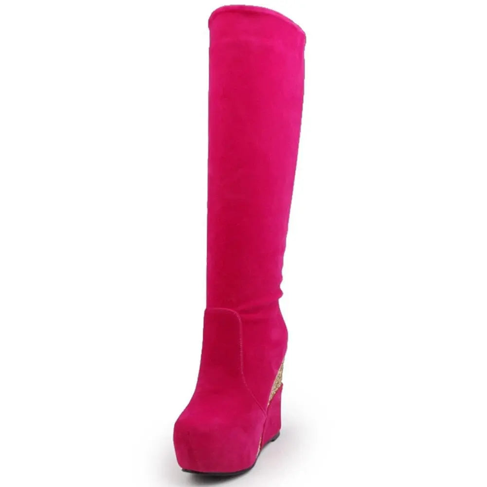 Plus size 43 Fashion Russia Winter Wedges Shoes Ankle Boots Women Warm Boots Platform High Heels Snow Boots Shoes Woman.