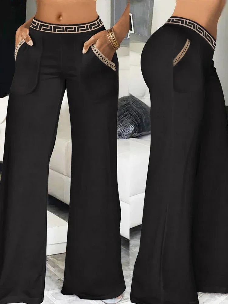 "Trendy 2023 Autumn Women Solid High Waist Criss Cross Flared Pants"