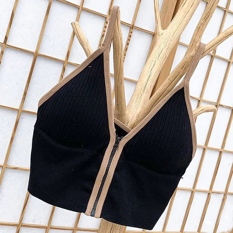 Sexy Zipper Crop Tops Brassiere.
