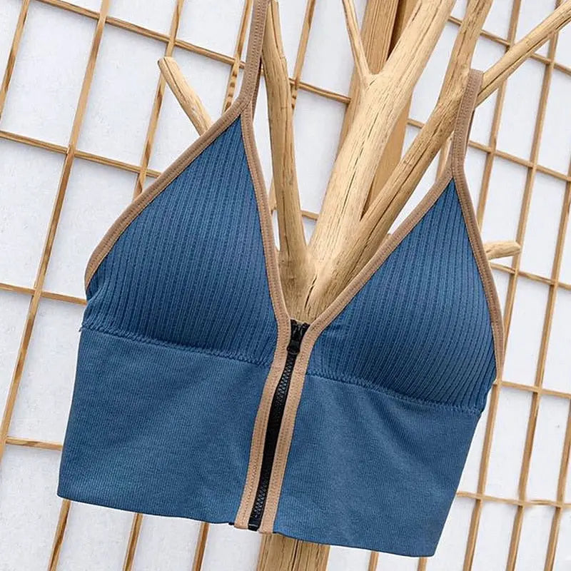 Sexy Zipper Crop Tops Brassiere.