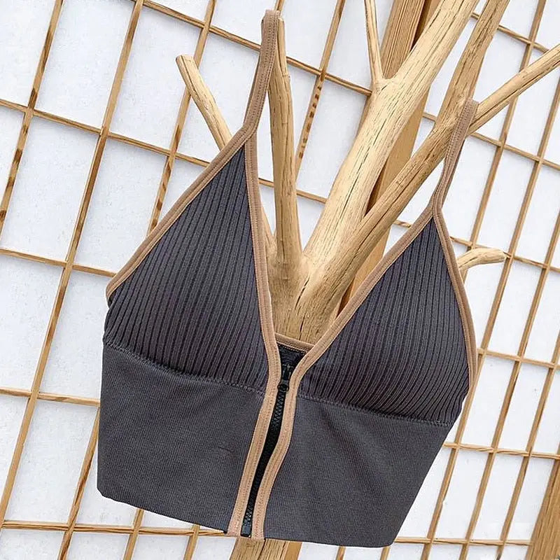 Sexy Zipper Crop Tops Brassiere.