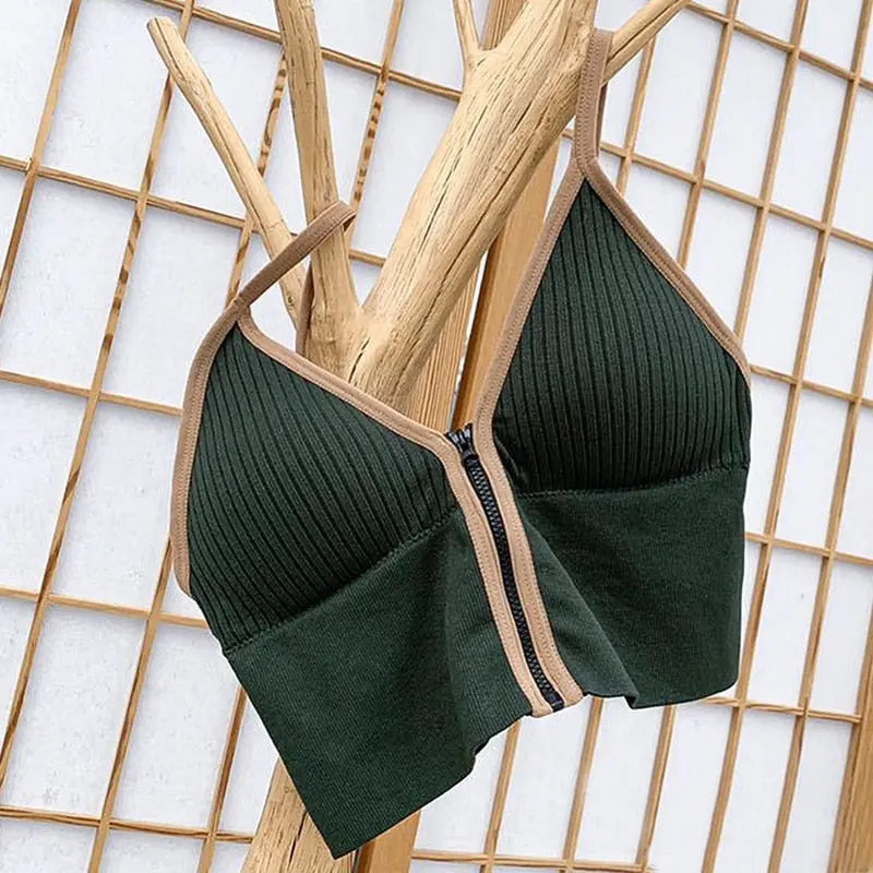 Sexy Zipper Crop Tops Brassiere.