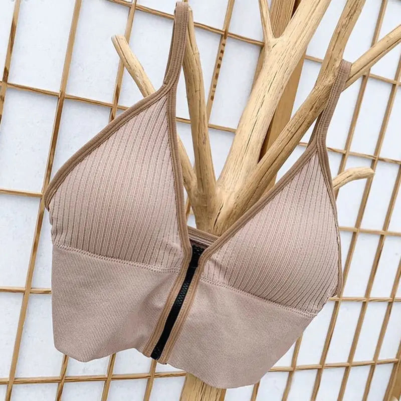 Sexy Zipper Crop Tops Brassiere.
