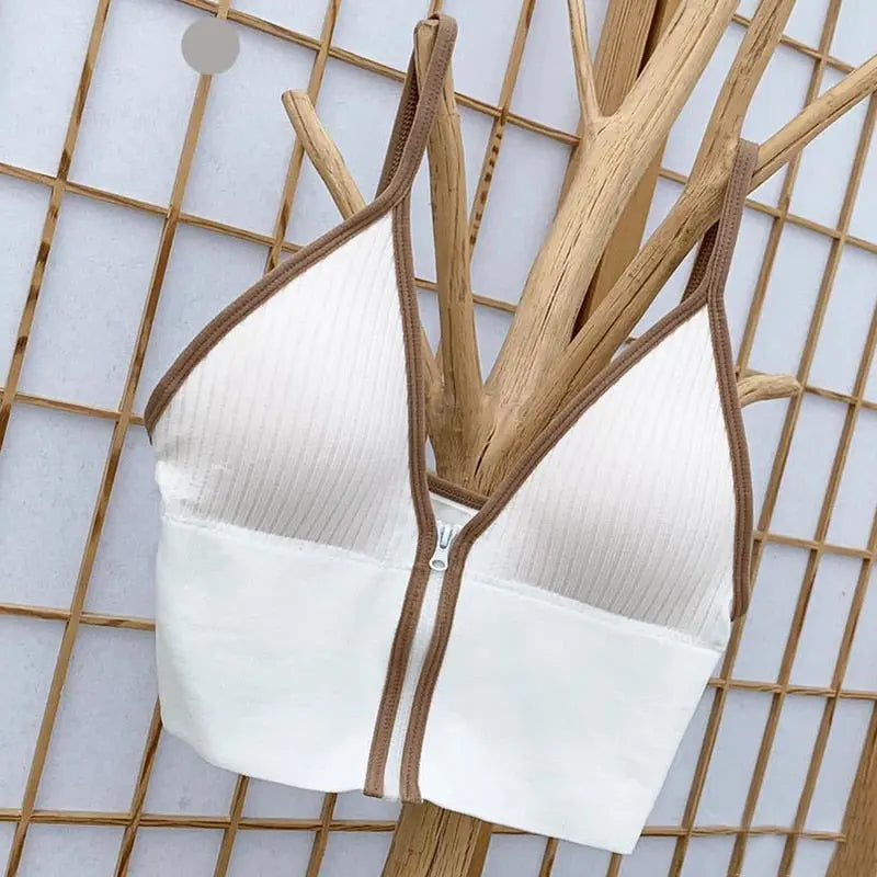 Sexy Zipper Crop Tops Brassiere.