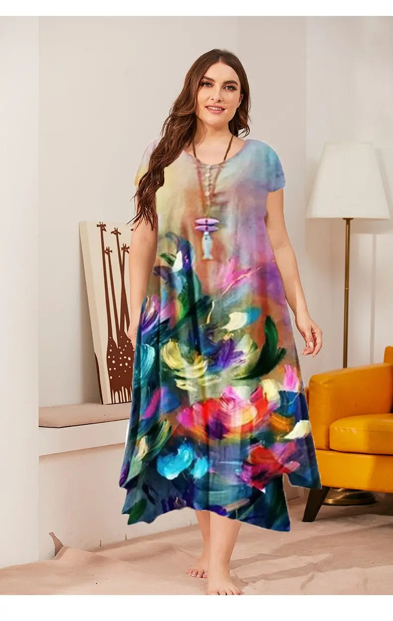 Women Casual Loose Strap Dress Colors Summer Sexy Boho Bow Big Large Camis Maxi Dress Big Large Dresses Robe Femme.