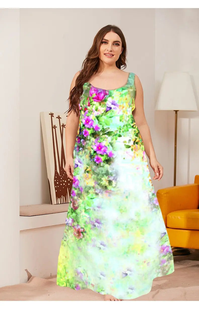 Women Casual Loose Strap Dress Colors Summer Sexy Boho Bow Big Large Camis Maxi Dress Big Large Dresses Robe Femme.