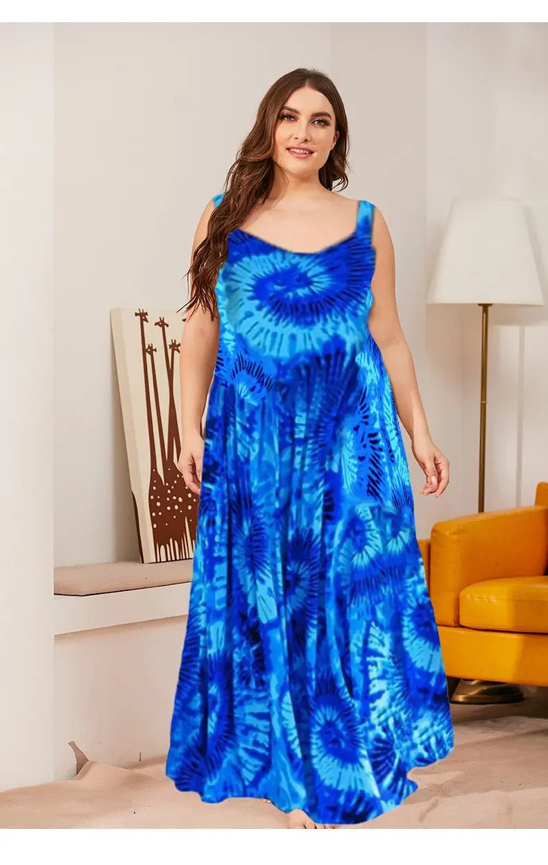 Women Casual Loose Strap Dress Colors Summer Sexy Boho Bow Big Large Camis Maxi Dress Big Large Dresses Robe Femme.