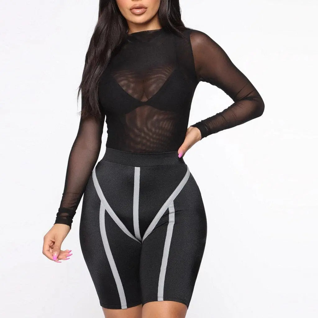 Women's Underwear One Piece Lace Mesh Sexy Lingerie Long Sleeve Bodysuit Sexy Mujer Teddies Erotic Costumes Porno Sex Lenceria.