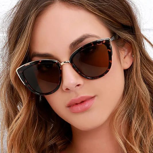 Women's Vintage Cat Eye Sunglasses Personality Plastic Frame Leopard Color Cross-border Skim.
