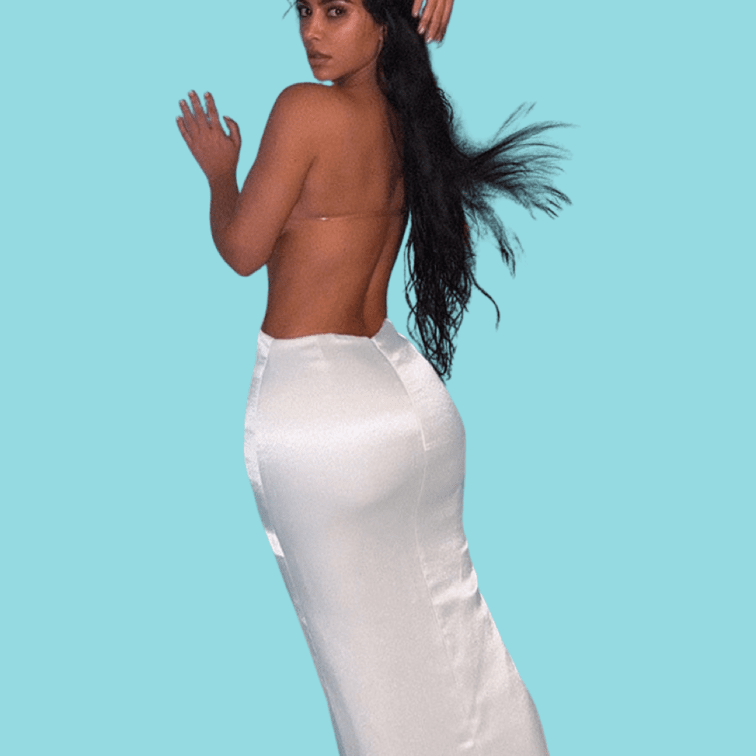 Golden Touch clear strap white Long Dress