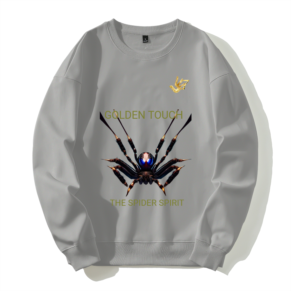 GOLDEN TOUCH SPIDER SPIRIT Silver fox fleece thermal hoodie