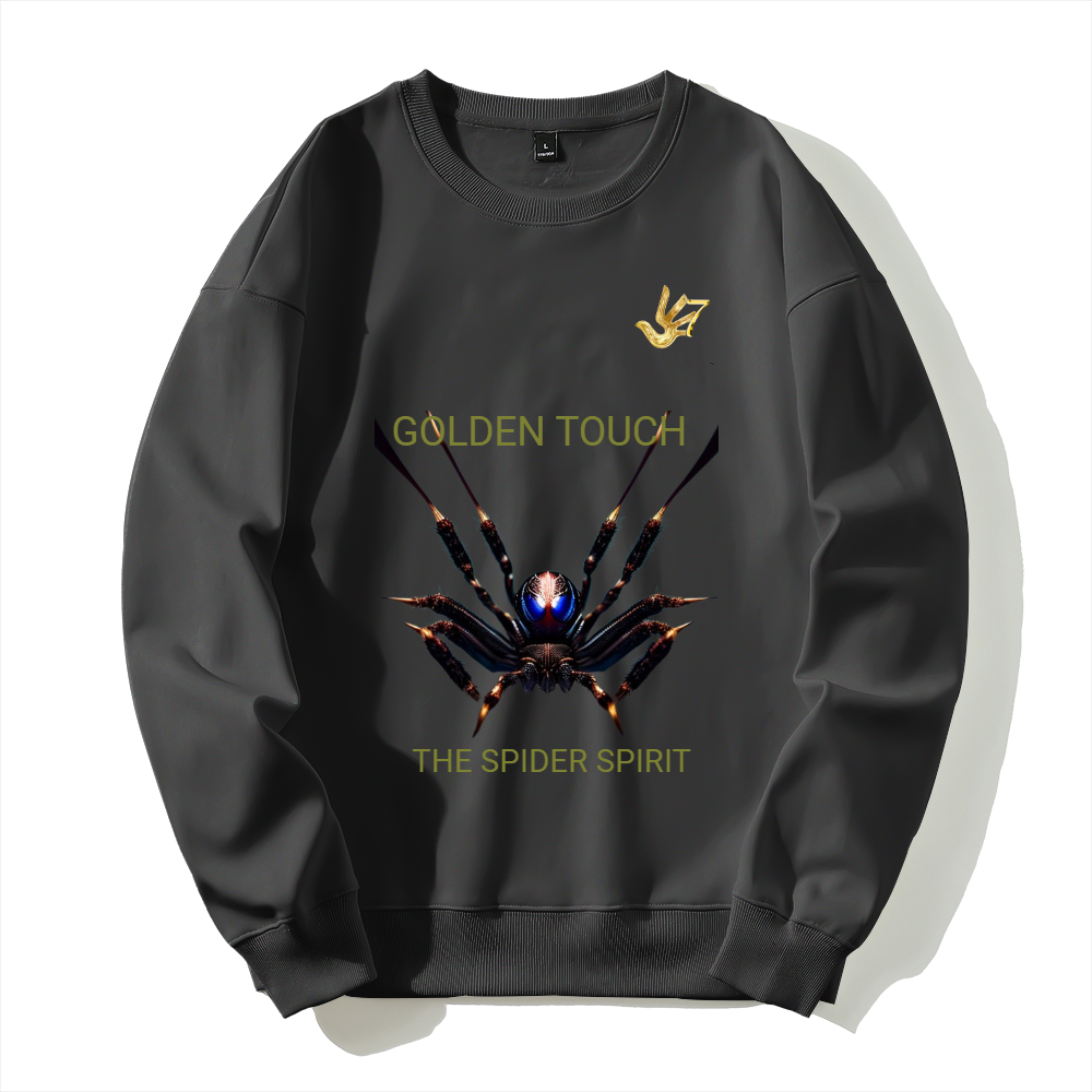 GOLDEN TOUCH SPIDER SPIRIT Silver fox fleece thermal hoodie