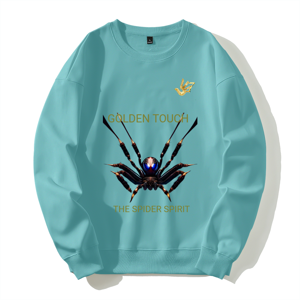 GOLDEN TOUCH SPIDER SPIRIT Silver fox fleece thermal hoodie