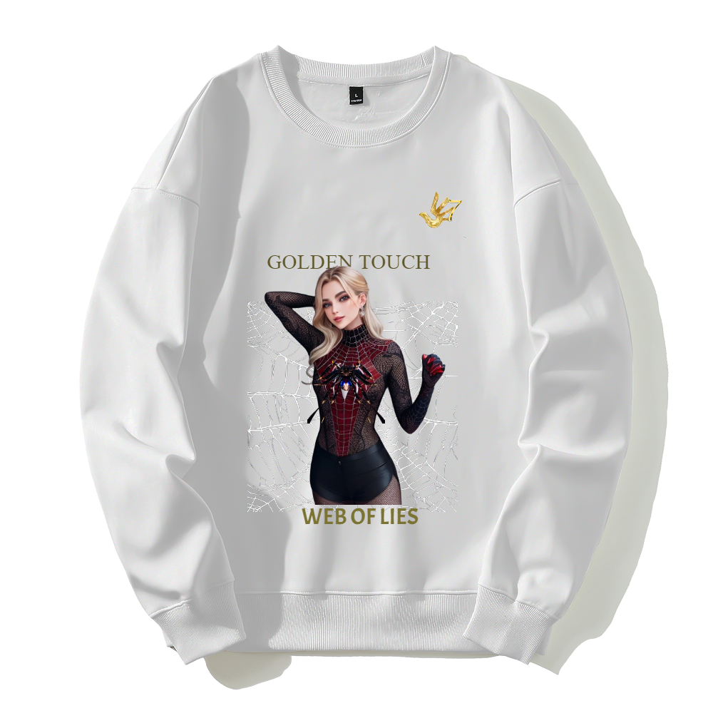 GOLDEN TOUCH WEB OF LIES Silver fox fleece thermal hoodie