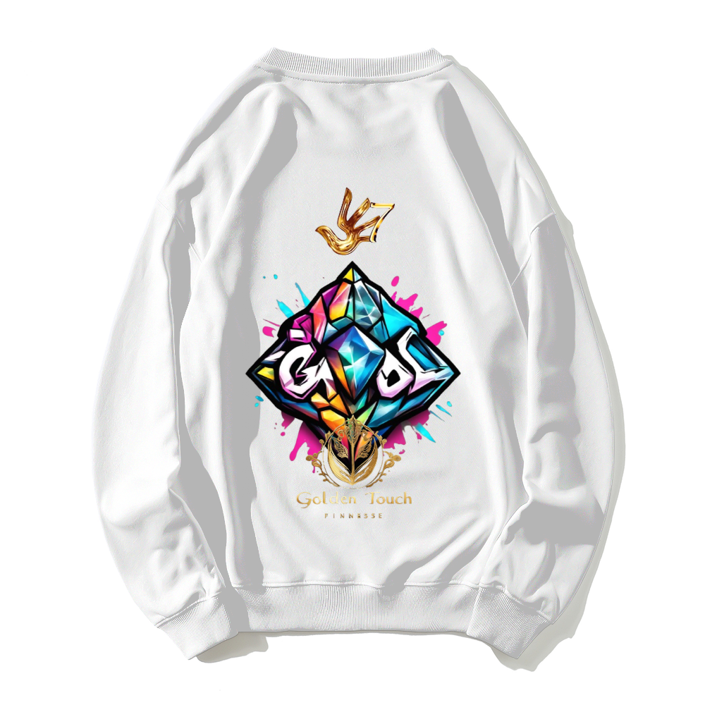 LOVE LOVE DIAMOND FINNESSE Dropped Shoulder Trend Crew Neck Hoodie IJR DESIGN