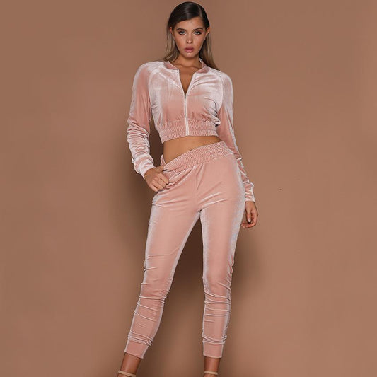 "Velvet  Track Suit: Stylish and Comfortable Athletic Set for Fashionable Workout or Lounging"