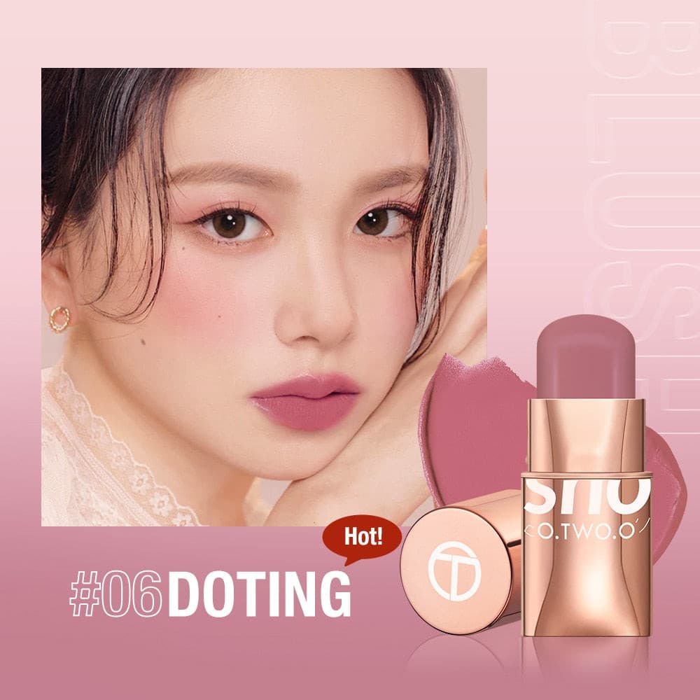 O.TWO.O Lipstick Blush Stick 3-in-1 Eyes Cheek and Lip Tint Buildable Waterproof Lightweight Cream Multi Stick Makeup for Women.
