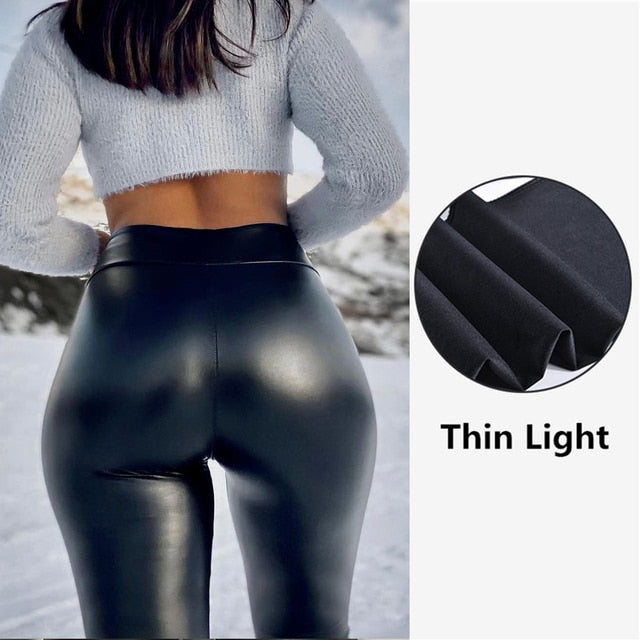 Womens PU Pants Leather Leggings Plus Size Pants Push Up Hip Skinny Sexy High Waist Trousers Slim Legging S-5XL.