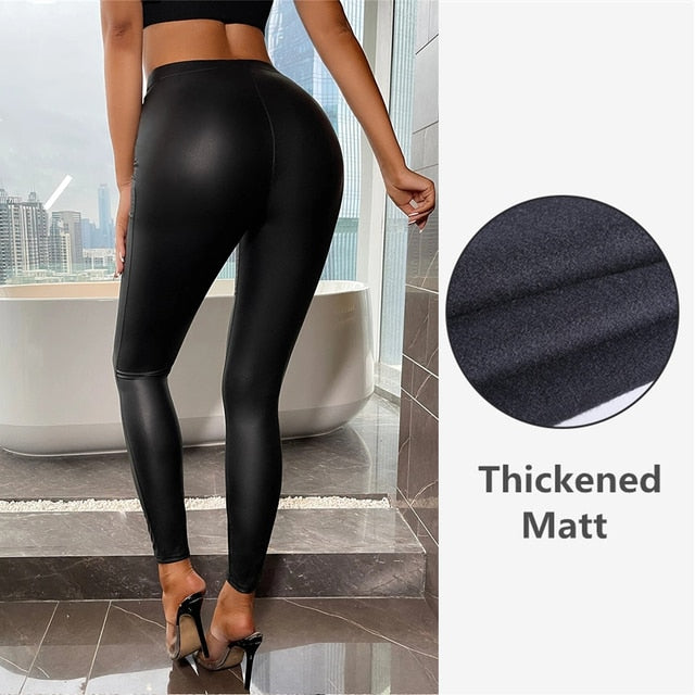 Womens PU Pants Leather Leggings Plus Size Pants Push Up Hip Skinny Sexy High Waist Trousers Slim Legging S-5XL.