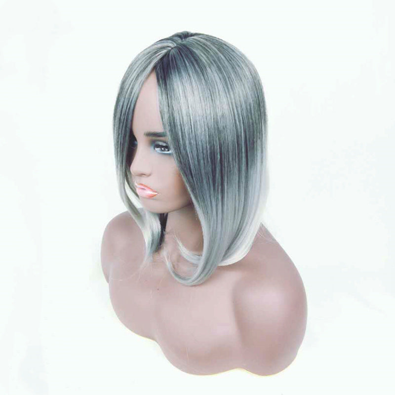 women's long straight hair black gradient grandmother gray variations of fiber - GOLDEN TOUCH APPARELS WOMEN