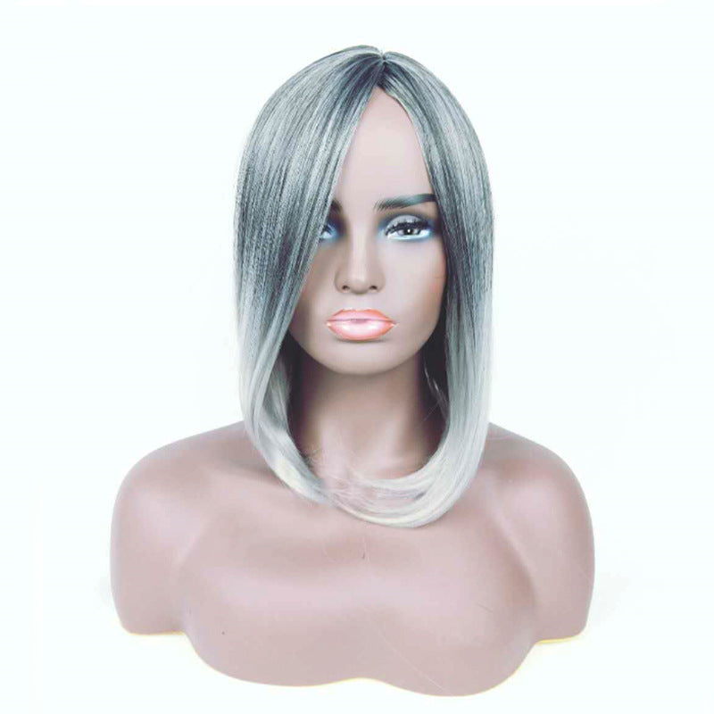 women's long straight hair black gradient grandmother gray variations of fiber - GOLDEN TOUCH APPARELS WOMEN