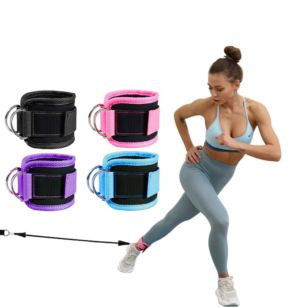 1Pair Fitness Ankle Straps Leg Exercises Adjustable D-Ring Ankle Cuffs Gym Workouts Glutes Legs Strength Sports Feet Guard.