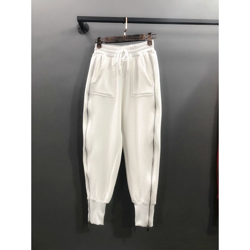 Plus Size Loose Harem Pants Zipper Sweatpants Casual Capri Leggings Fall Cargo Pants Women Hip Hop Trousers.