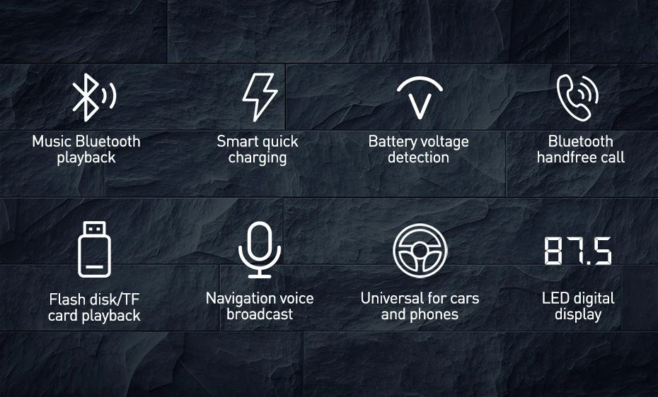 Upgrade Your Car with the Advanced Bluetooth 5.0 FM Transmitter Handsfree Car Kit, featuring Fast Charger and Auto FM Modulator