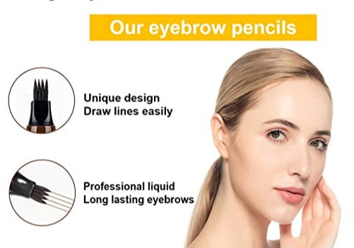 4 Points Eyebrow Pen 5 Colors Liquid Brow Pencil Dark Brown Microblading Eyebrow Pencil Waterproof Eyebrow Tattoo Pen Cosmetic.