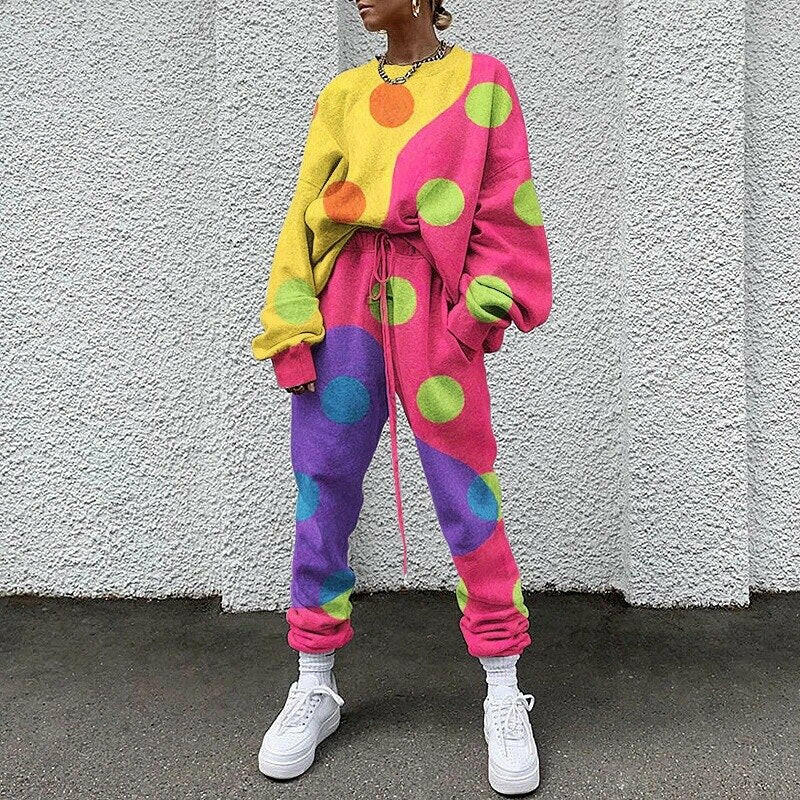 Print Tracksuit Women Two Piece Set Spring Autumn Clothes Pullover Top and Pants Sweat Suits Female Casual Outfits Jogging Femme.