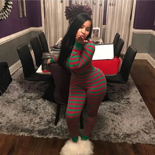Women's Christmas Pajama Sets - Long Sleeve Cotton Romper Jumpsuit for Sleeping and Home Wear