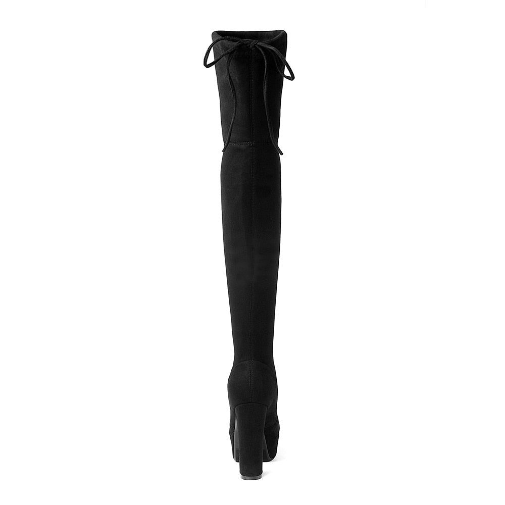 Size 34-43 New 2021 Over the Knee Boots Women Faux Suede Thigh High Boots Platform Stretch Slim Sexy Ladies Women's Winter Boots - GOLDEN TOUCH APPARELS WOMEN