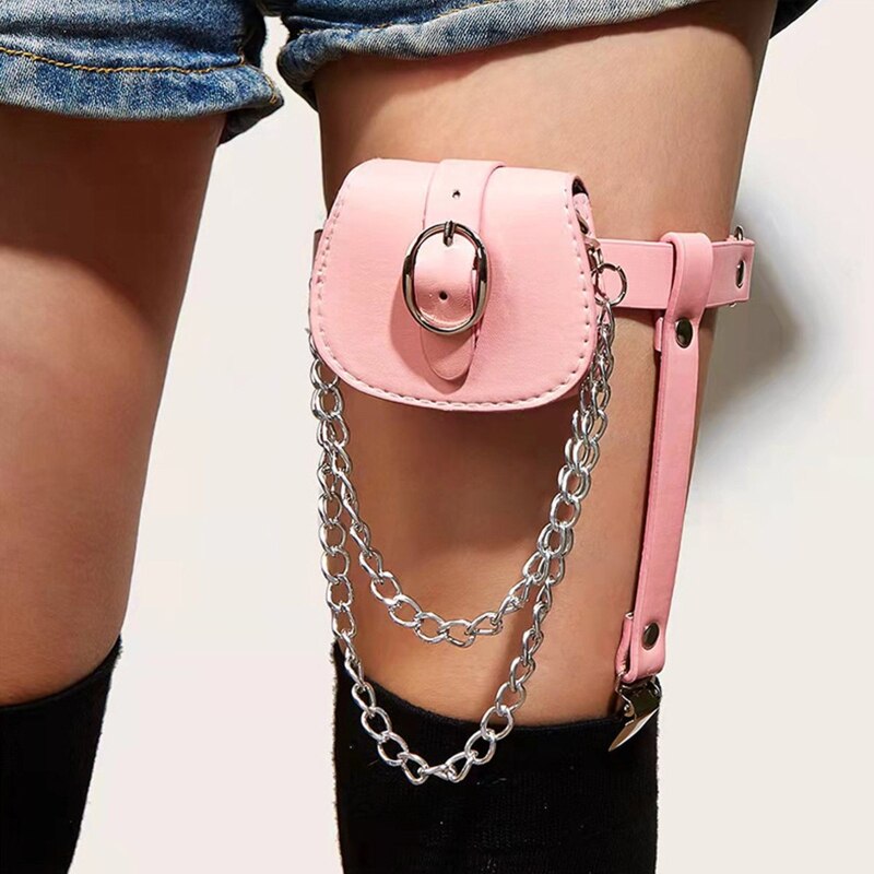Punk PU Leather Thigh Chain Leg Body Chain Harness Gothic Leg Garter Belt Fashion Beach Club Rave Party Body Supplies - GOLDEN TOUCH APPARELS WOMEN