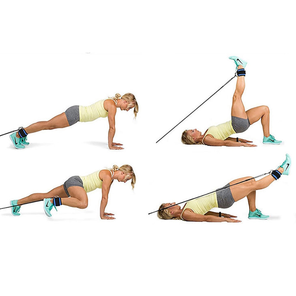 1Pair Fitness Ankle Straps Leg Exercises Adjustable D-Ring Ankle Cuffs Gym Workouts Glutes Legs Strength Sports Feet Guard.