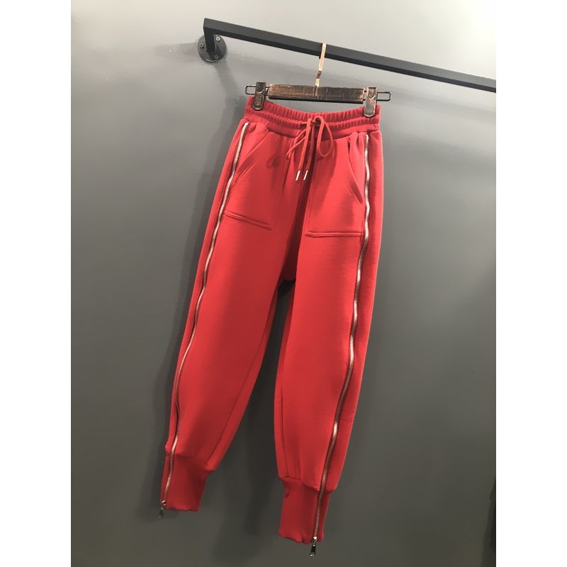 Plus Size Loose Harem Pants Zipper Sweatpants Casual Capri Leggings Fall Cargo Pants Women Hip Hop Trousers.