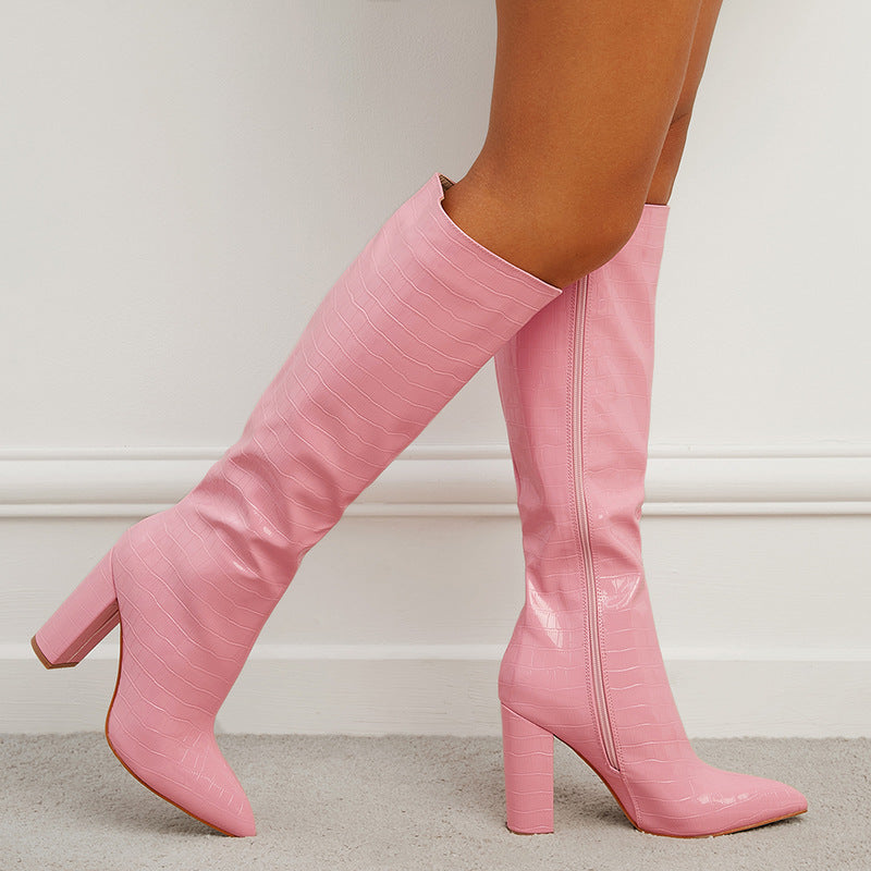 Women's Pointed Toe Thick Heel, Side Zipper, Boots for Fashion and Comfort