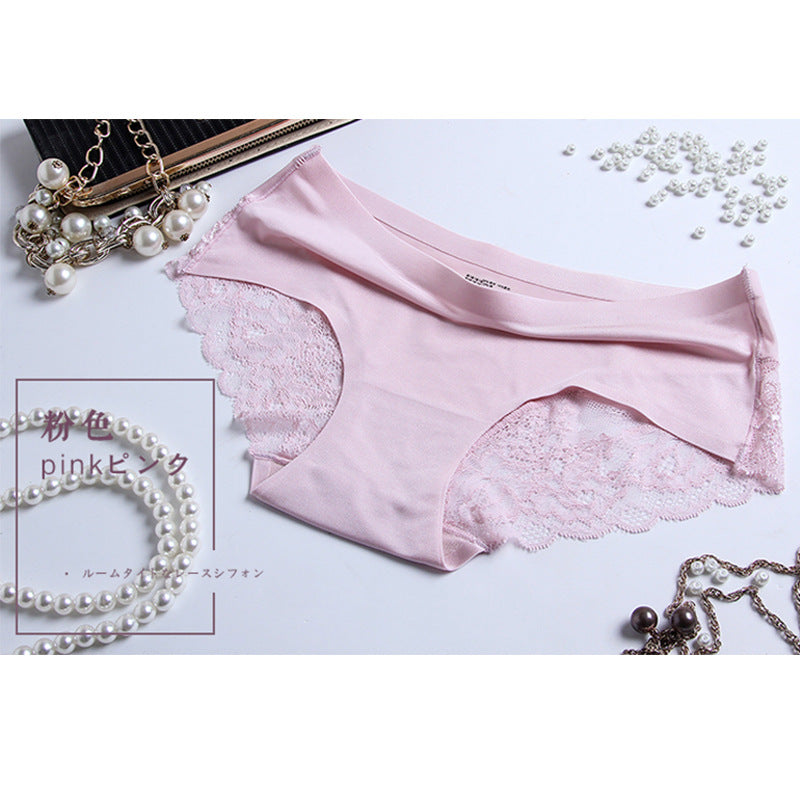 Ice silk pants female low waist without trace lace cotton crotch antibacterial large size sexy gas ultra-thin young lady trip.