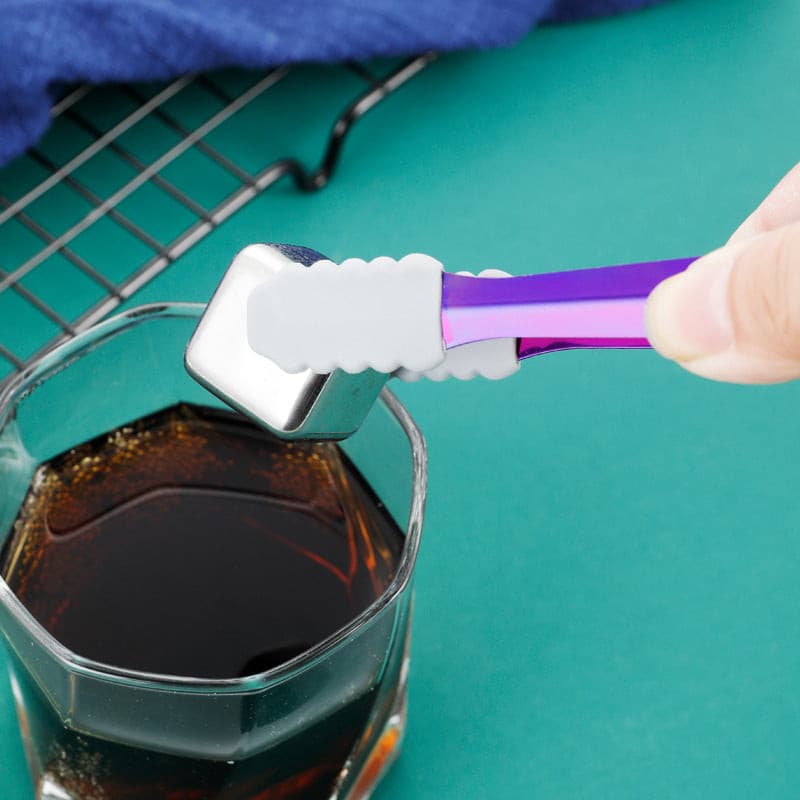 304 stainless steel ice clip kitchen supplies vacuum plated titanium gold ice cubes thickened bar creative silicone clip.
