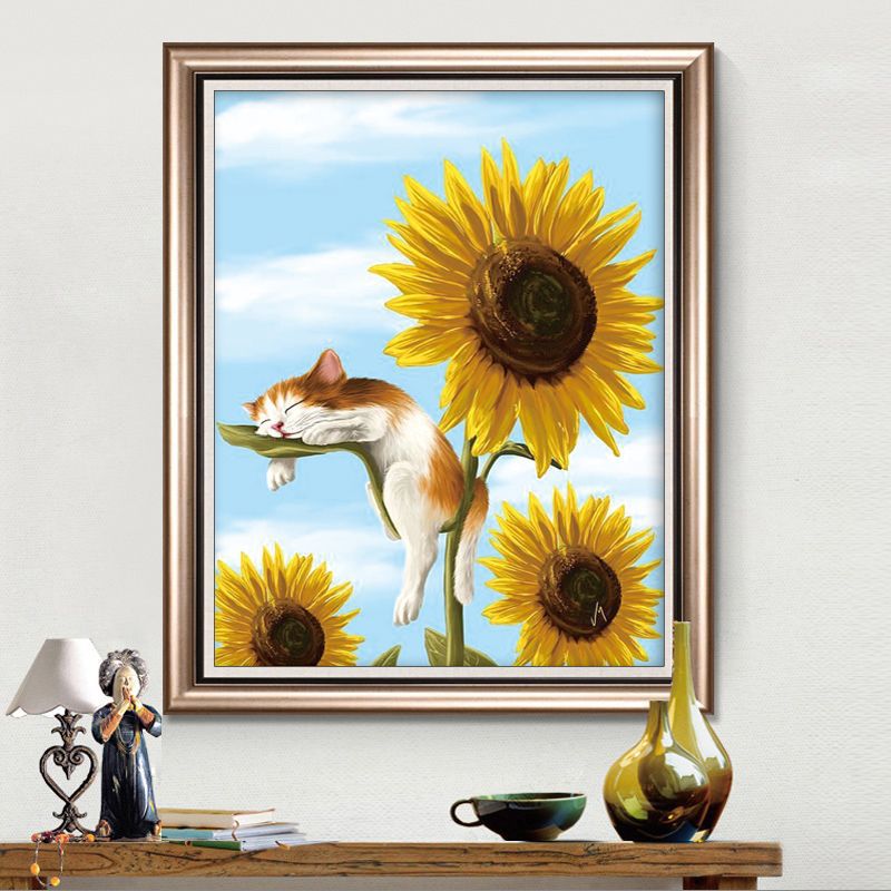 cross stitch cats sunflower decoration art