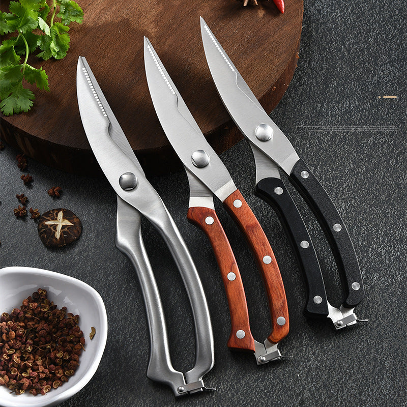 Chicken bone cut multi function kitchen scissors home stainless steel strong duck bone shear food barbecue mortar fish cut.