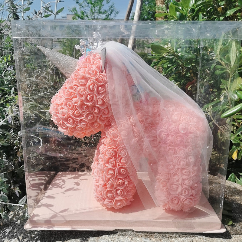 Preserved Flower Unicorn PE Foam Flower Handmade Rose Bear Valentine's Day Gift Rose Unicorn Manufacturer