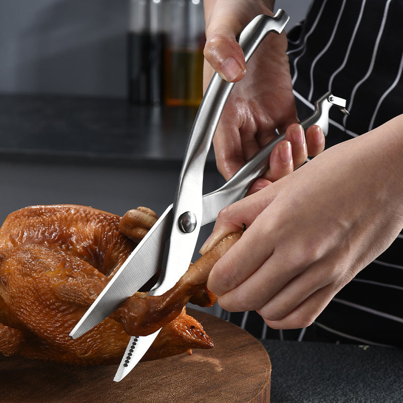 Chicken bone cut multi function kitchen scissors home stainless steel strong duck bone shear food barbecue mortar fish cut.