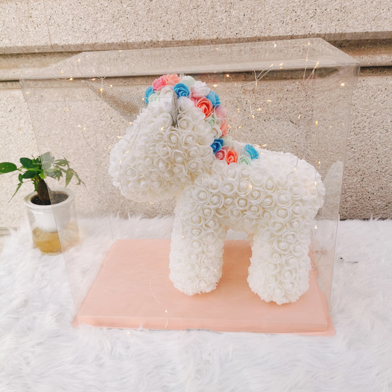 Preserved Flower Unicorn PE Foam Flower Handmade Rose Bear Valentine's Day Gift Rose Unicorn Manufacturer