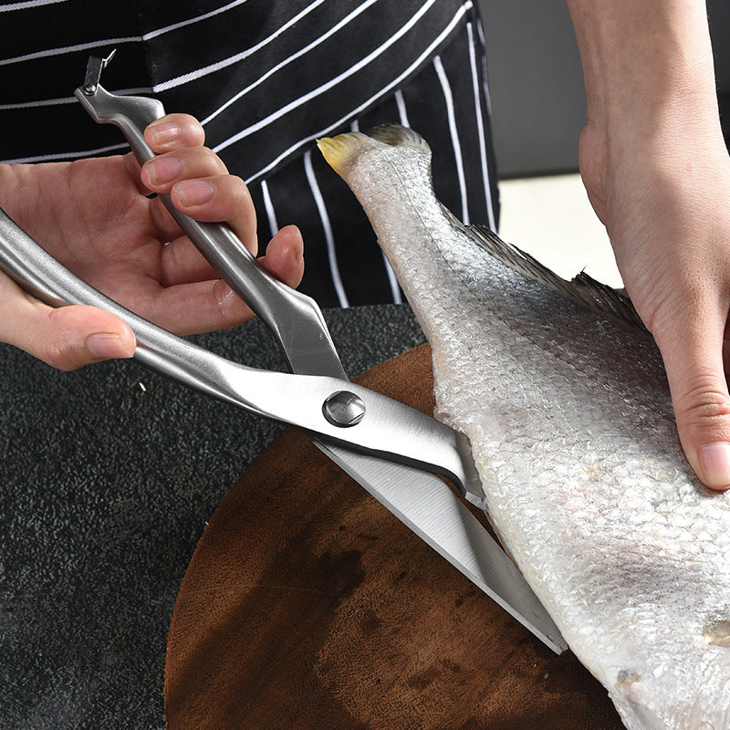 Chicken bone cut multi function kitchen scissors home stainless steel strong duck bone shear food barbecue mortar fish cut.