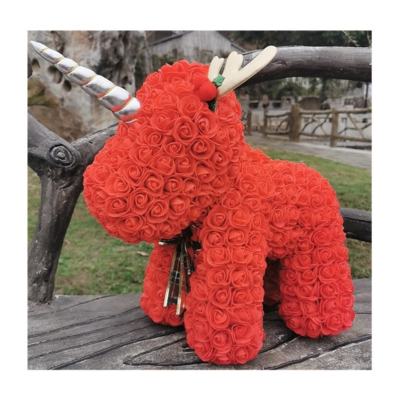Preserved Flower Unicorn PE Foam Flower Handmade Rose Bear Valentine's Day Gift Rose Unicorn Manufacturer