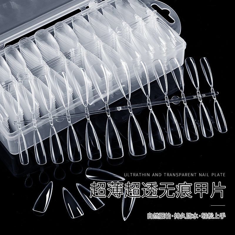 Tablet nail patch ultra-thin seamless finished product detachable wearable transparent full stickers extended fake finger slices.