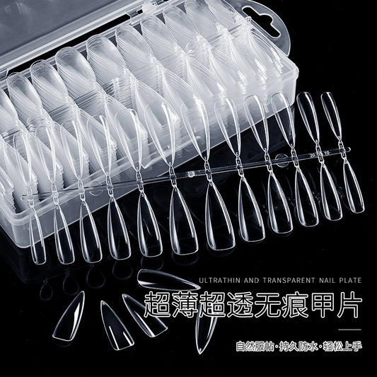 Tablet nail patch ultra-thin seamless finished product detachable wearable transparent full stickers extended fake finger slices.