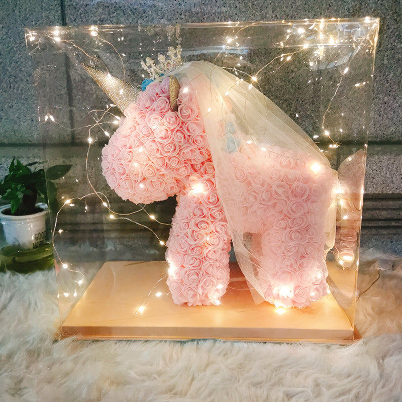 Preserved Flower Unicorn PE Foam Flower Handmade Rose Bear Valentine's Day Gift Rose Unicorn Manufacturer