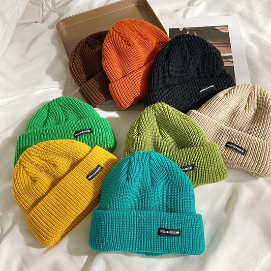 Korean version of the INS autumn and winter hundred letters knit wool hat female Korean version of the street trend warm cold hooded melon socket male